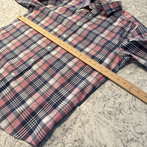 UNTUCKit Poplin Button Up Dress Shirt Mens XL Reg Pink Navy Plaid Wrinkle Free - Picture 9 of 11